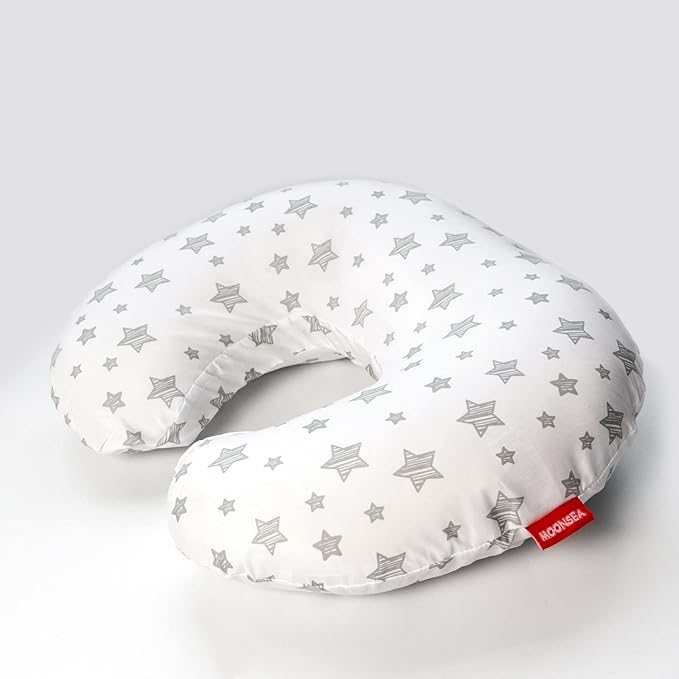 Nursing Pillow Cover for Baby Snug Fits Boppy Nursing Pillows, Super Soft, for Breastfeeding Moms, White Star