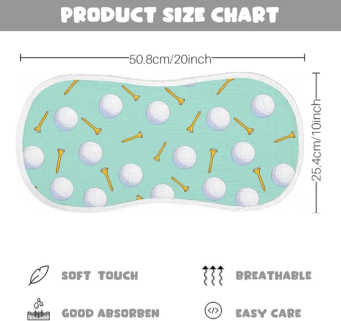5 Pack Baby Burp Cloths for Boys Girls, Soft Cotton, Golf Sport Theme Design, Super Absorbent Baby Burping Cloths for Newborns, Machine Washable and Reusable Baby Spit-Up Cloths
