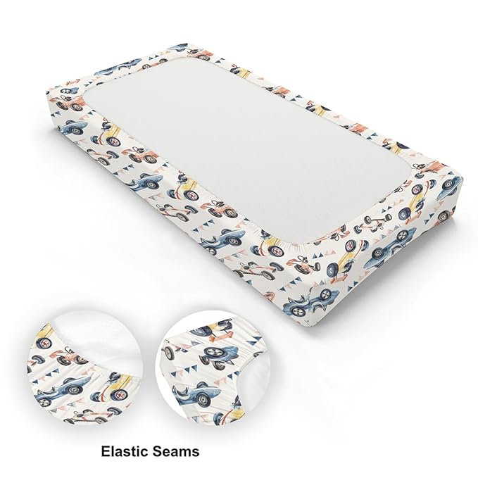 Watercolor Racing Car Transportation Baby Changing Pad Cover,Unisex Car Nursery Diaper Changing Table Pad Mat Sheet for Boys Girls-16x32