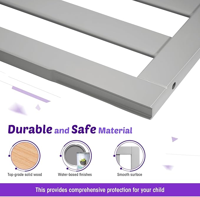 Salcod Toddler Safe Guardrail Compatible with Storkcraft and Graco Crib Conversion - CPSC Certified, Crib Rail for Prevent Toddler from Rolling Off The Bed, Gray