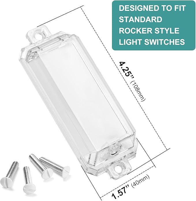 CLYMENE 4 Pack Light Switch Cover Guard, Child Proof Wall Switch Cover Protects Your Lights or Switches from Being Accidentally Turned ON or OFF by Children and Adults, Rocker Style (Clear)