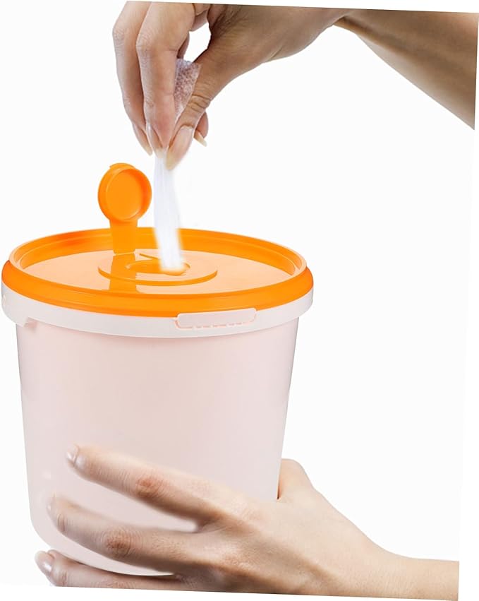 GLEAVI Portable Baby Wipe Dispenser Bucket with Easy Pull Lid Refillable Travel Wipes Container for Car Home Office Compact 7.67X7.67X7.08 Inch Wipes Storage Holder