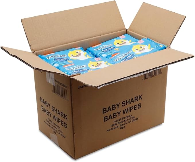 Baby Shark 60ct Baby Wipes with Aloe & Vitamin E - 24 pack