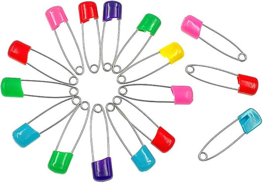 Kinteshun Baby Safety Pins,Kid Secure Clips Diaper Bib Nappy Pin with Safe Lock(50pcs,1.6 inches,7 Assorted Candy Colors)