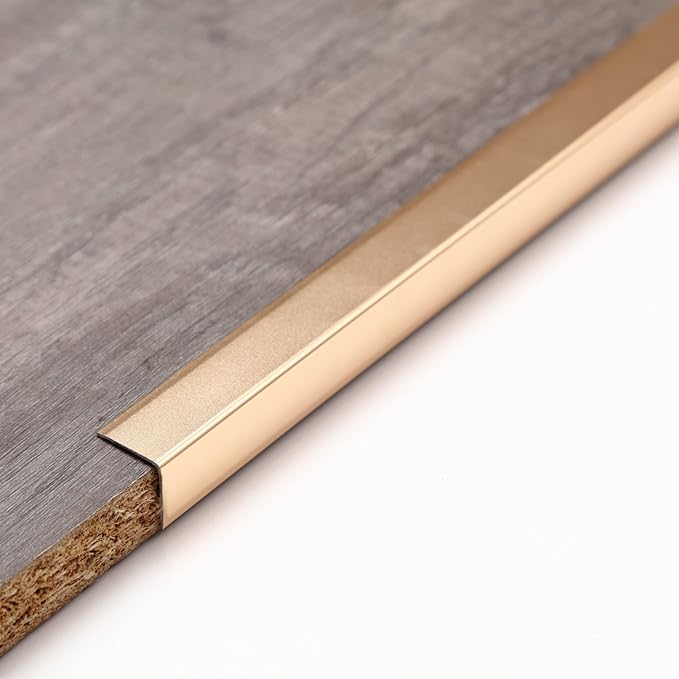Trimold Matte Gold Aluminum Peel and Stick L Molding Corner Guards with 90° Angle for Wall Door Frame Cabinet Baseboard Protection and Decoration, 35.4in x 0.8in (3Pcs)