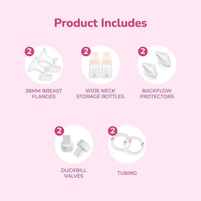 Spectra - Premium Breast Milk Pump Accessory Kit with Baby Bottles - Large 28mm - Breast Pump Accessories - 2 Pack