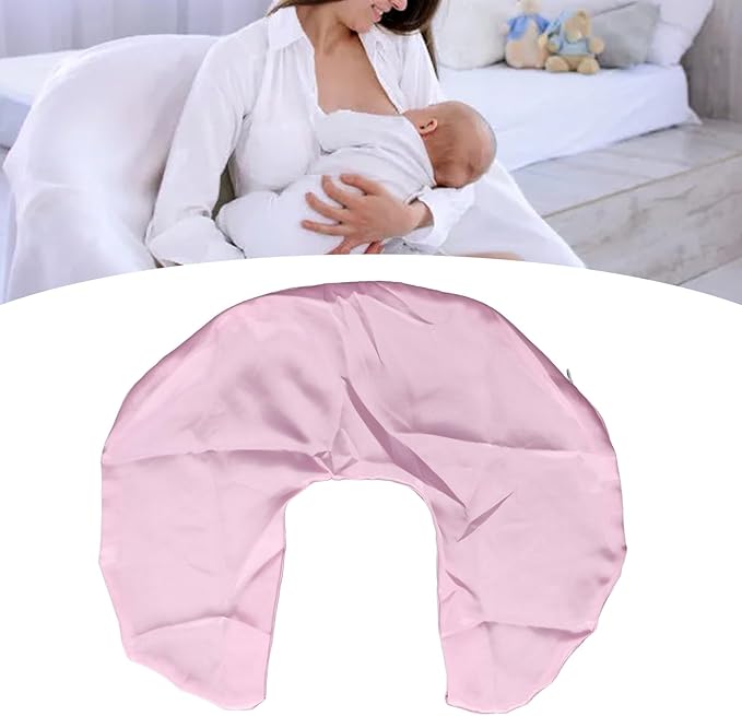 Satin Nursing Pillow Cover,Soft Washable Breathable,Protect for Baby Hair and Skin, Breastfeeding Pillow Slipcover for Feeding (Roseate)