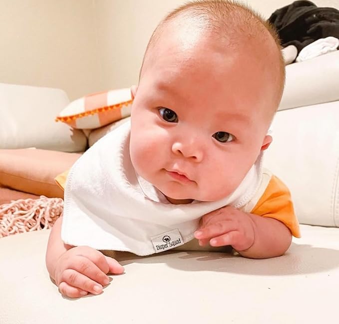 DiaperSquad's 100% Organic Cotton Baby Drool Bibs, Super Absorbent & Adjustable Baby Bibs for Drooling and Teething
