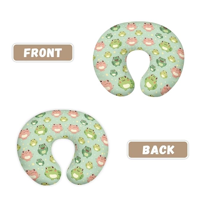 Cute Frog Nursing Pillow Cover for Boy Girl Breastfeeding Pillow Slipcovers Stretchable Newborn U-Shaped Breastfeeding Pillowcase Cushion Covers Green
