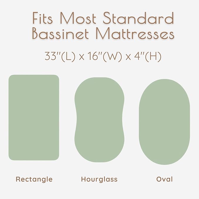 Baby Bassinet Sheets Boys, Cotton Bassinet Sheets Rectangle, 2 pc Bassinet Mattress Sheets, 32"x16" Compatible with Baby Delight Beside Me Dreamer Bassinet, Bedside Bassinet Sheet (Woodland+Green)