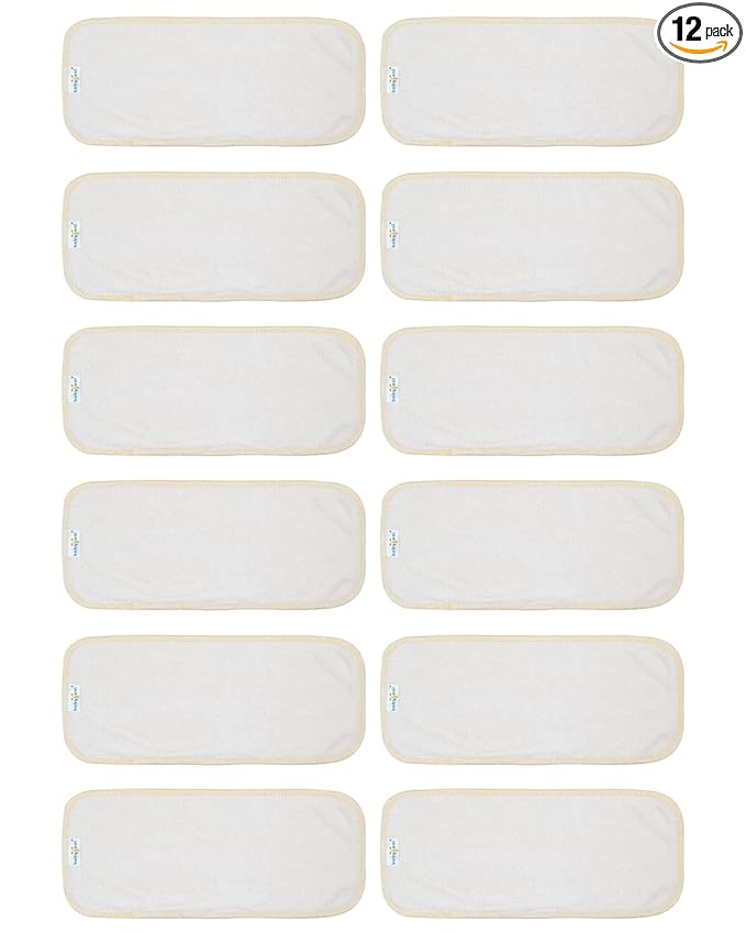 Babygoal Baby Cloth Diaper Inserts 12pcs,Reusable 3 Layer Rayon from Bamboo Inserts for Cloth Diapers and Diaper Covers