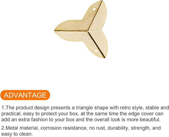METALLIXITY Box Corner Protectors Decorative(22mm/0.87") 30Pcs, Metal Wood Case Edge Guard - for Furniture Table Wood Case, Brass