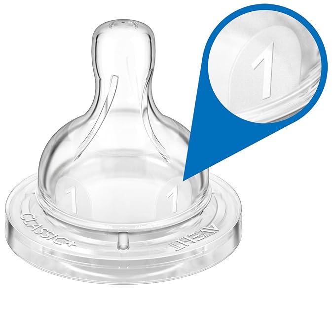 Philips AVENT Anti-Colic Nipple, Clear, Newborn (Pack of 4) (SCF421/27)