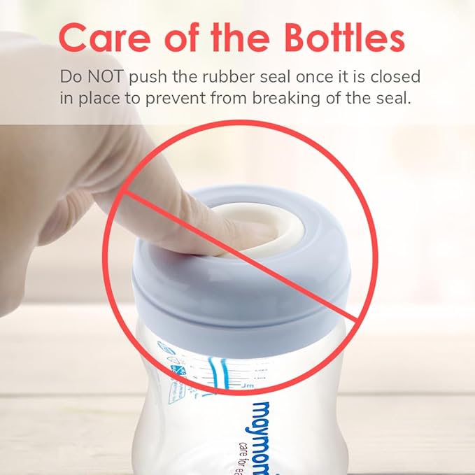 Maymom Screw Lids Aka Travel Caps with Rewritable Sealing Disc Compatible with Avent Bottle, Maymom Wide Mouth Bottles; Cap Replace Avent Natural Bottle Sealing Ring and Sealing Disc, 6pcs. (Blue)