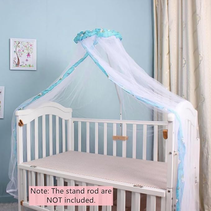 Crib Mosquito Net Baby Bed Dome Cots Mosquito Netting Toddler Bed Crib Dome Canopy Netting Hanging Bed Cover Net Mosquito Bar Frame Palace-Style Crib Bedding Set (Stand Not Included)