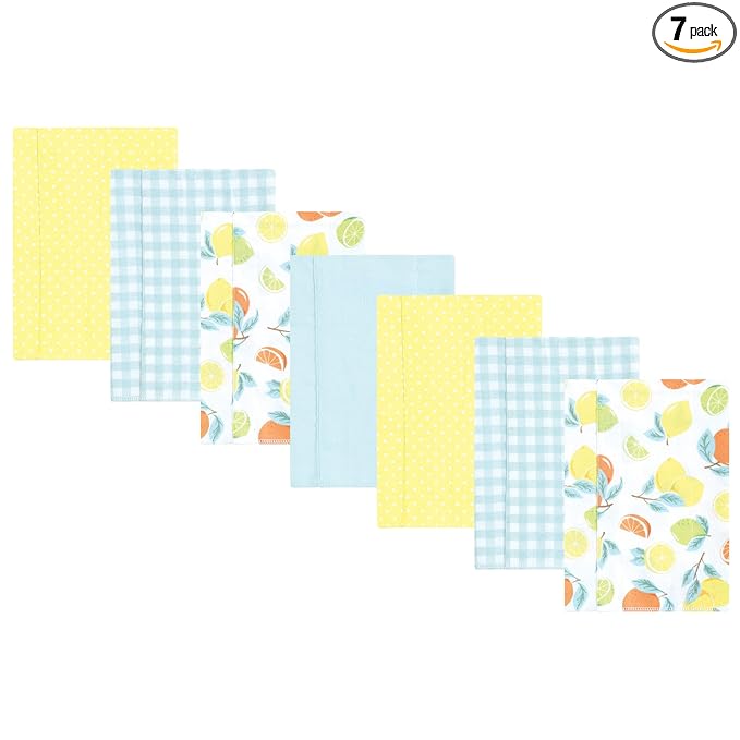 Hudson Baby Unisex Baby Flannel Burp Cloth 7pk, Citrus Mint, One Size