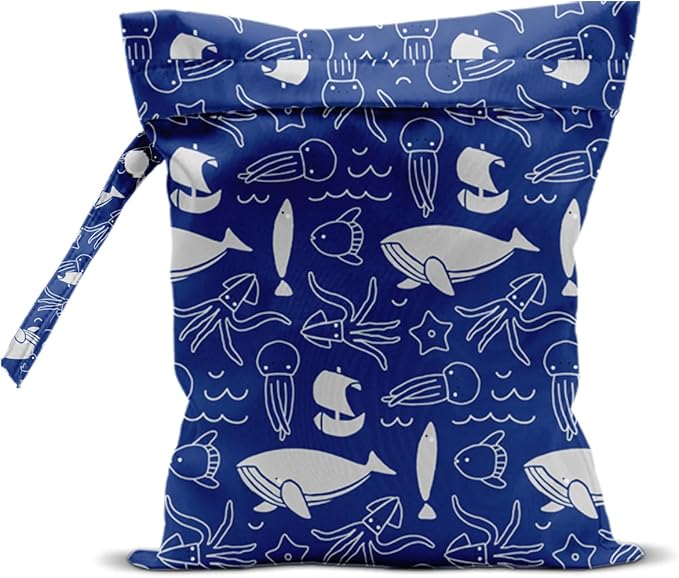 Whale Wet Dry Bags for Diaper Waterproof Swimsuit Washable Reusable Bag for Beach Diapers Dirty Yoga Gym Clothes Plant Gifts for Men Baby Friend Women
