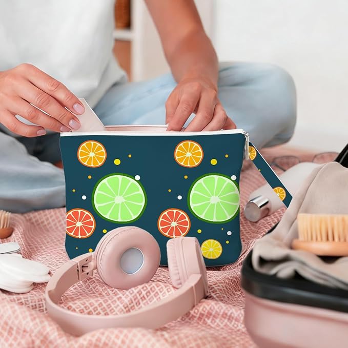 Wet Dry Bag, Wet Bag for Swimsuit, Diaper Sunscreen Large Zipper Pouch Waterproof Pouch, Beach Bags for Women, Lime and Grapefruit Patterns, Gifts for Ladies Girls Friends Colleagues and Sisters