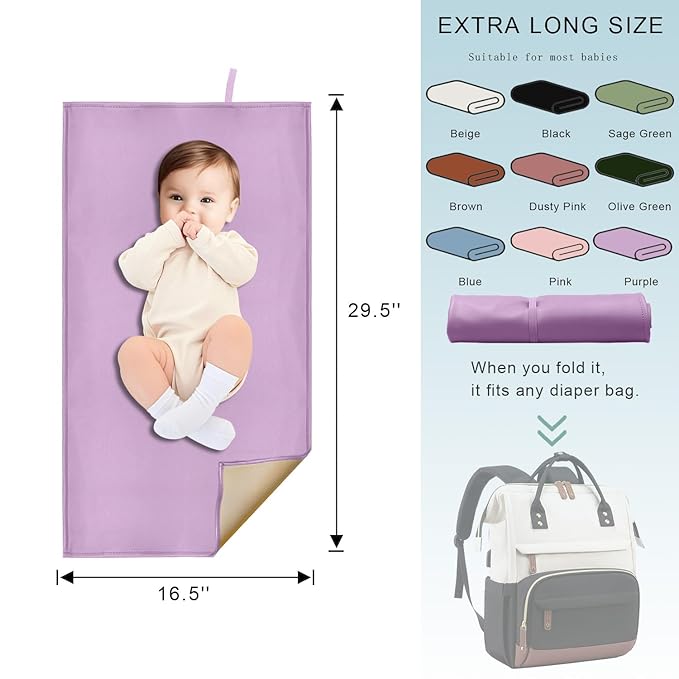 Purple Portable Diaper Changing Pad, Baby Changing Mat for Baby Travel or Home, Foldable Mat Fits Perfectly in Diaper Bag (67-17)