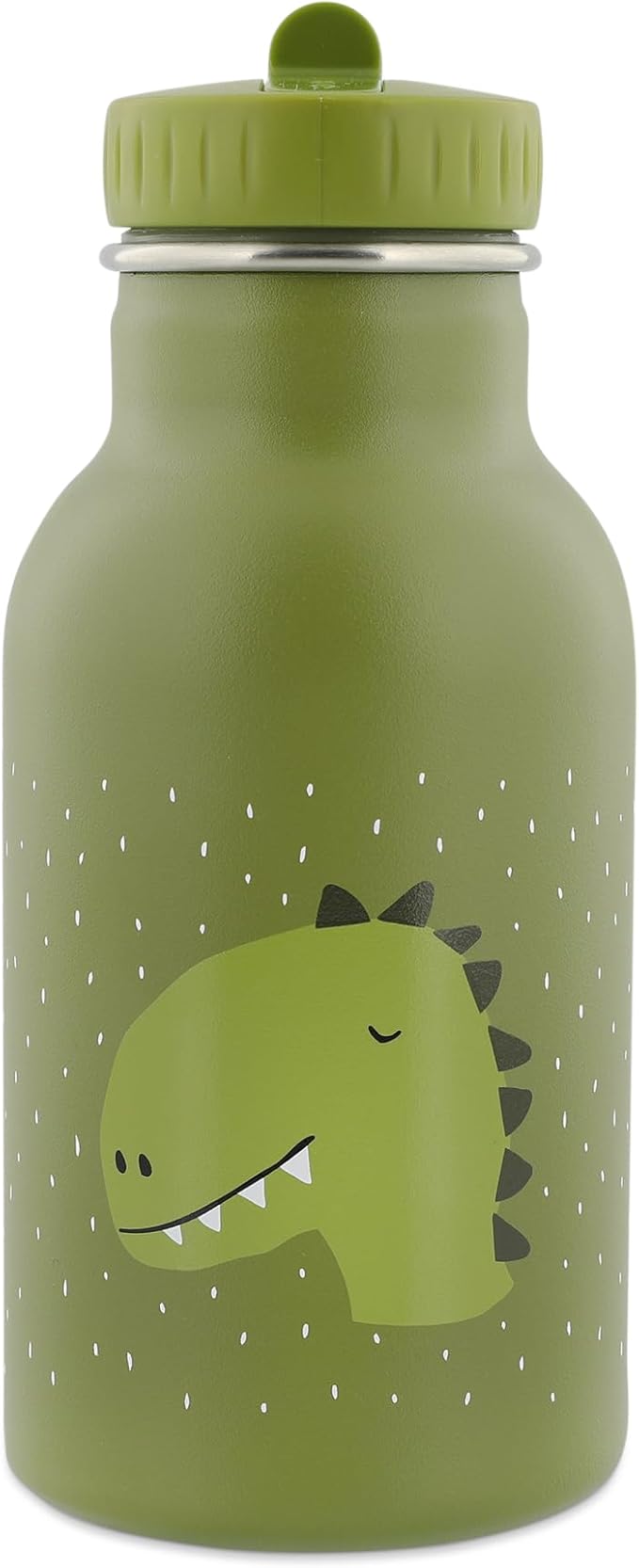 TRIXIE - Children's Stainless Steel Water Bottle 350ml - Mr. Dino (Dinosaure), Green