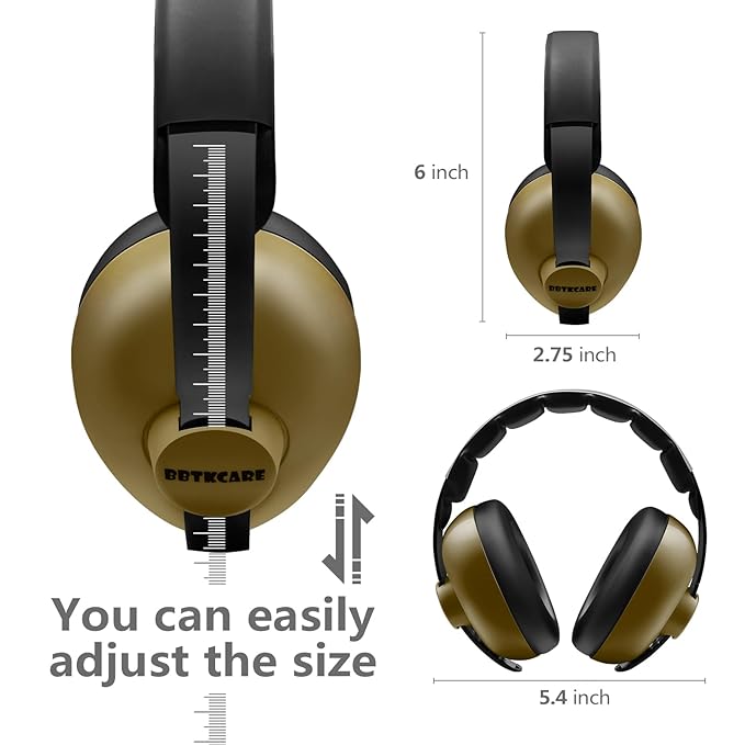 BBTKCARE Baby Headphones - Infant Ear Protection for Babies | Baby Earmuffs Noise Cancelling Headphones 3-36 Months - Army Green