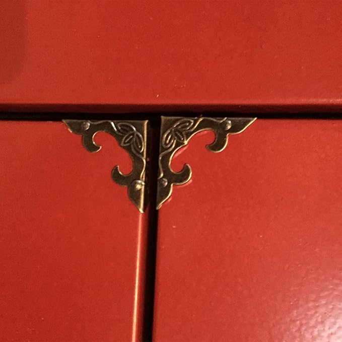 dophee 4Pcs Antique Brass Box Corner Protectors, Vintage Decorative Corner Brackets Guards for Jewelry Box Wooden Case Chest Table Desk Photo Frame, 1.18"x1.18"x0.18"