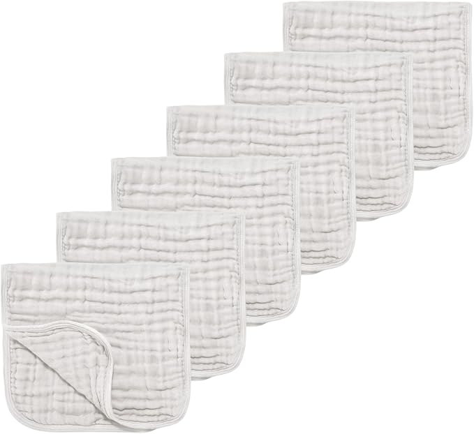 Muslin Solid Burp Cloths 100% Cotton Large 18''x10'' Extra Soft and Absorbent Multifunctional 6 Pack Baby Burping Cloth for Unisex Boys Girls (White)