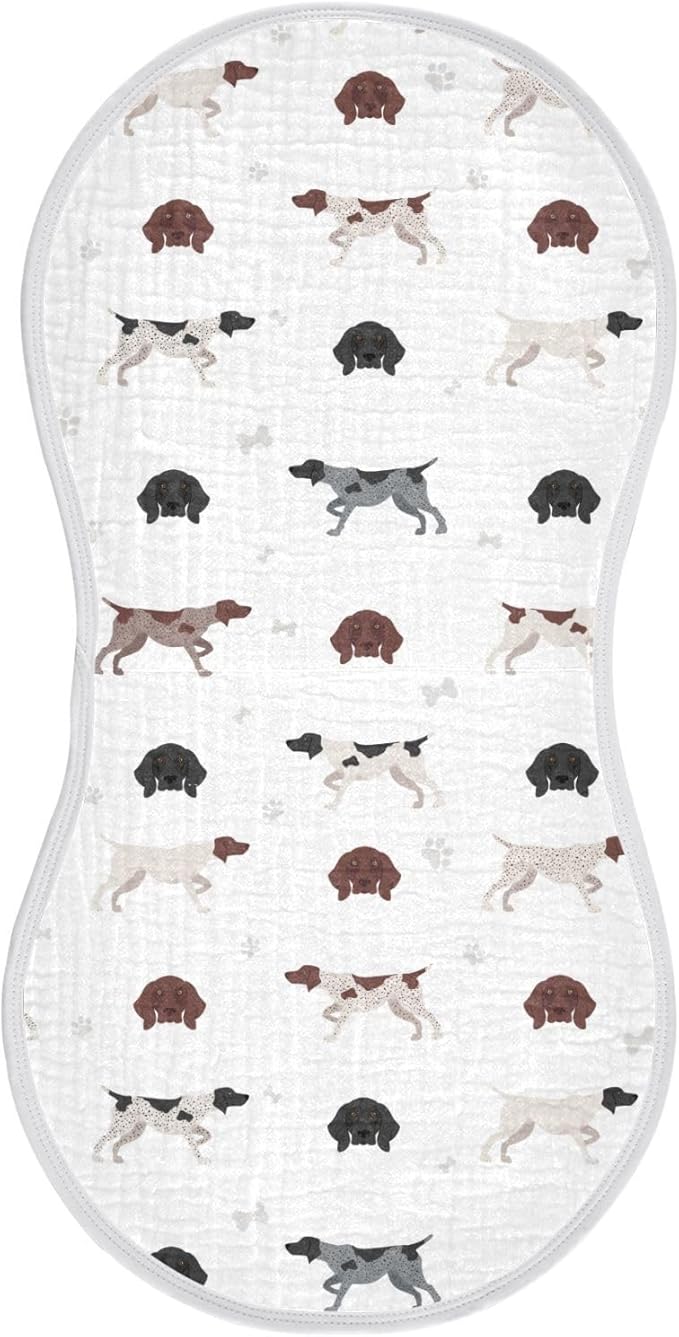 German Shorthaired Pointer Dog Muslin Burp Cloths for Baby 1 Pack Soft 100% Cotton Baby Washcloths Bibs for Boy Girl