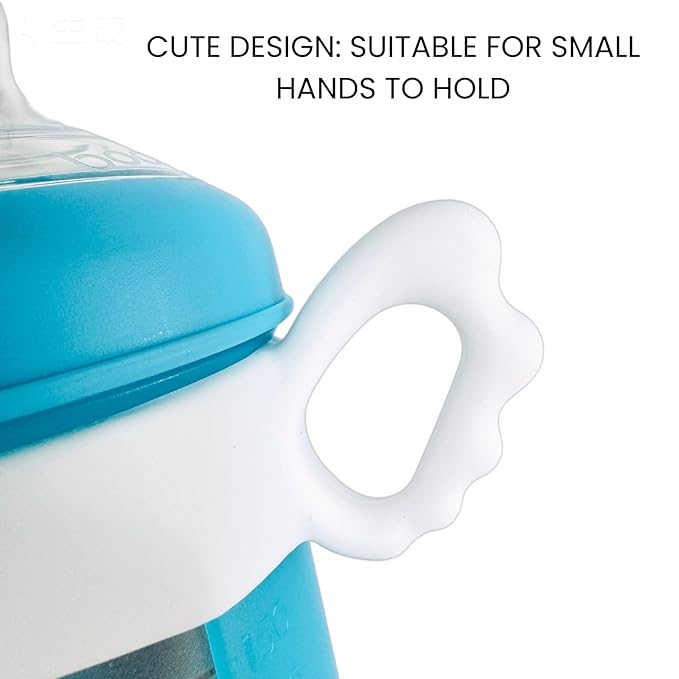 4 Pack Bottle Handles Compatible with Boon Nursh Reusable Silicone Pouch Bottles, Cute Wing Design, Silicone Bottle Holder for Easy Grip, Quick Install, Easy to Clean