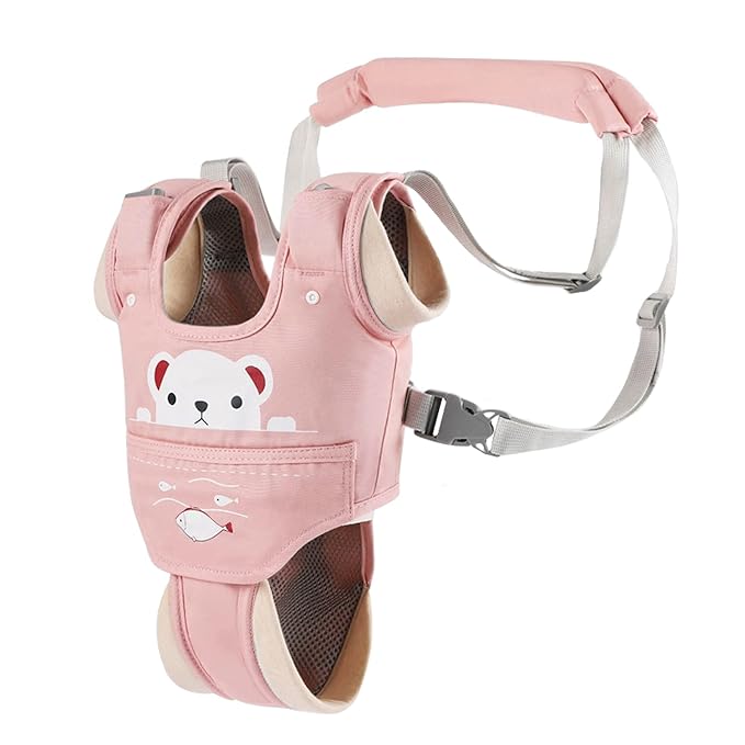 Baby Walking Harness Handheld Baby Walker Assistant Belt Adjustable Toddler Infant Walker Harnesses Standing Up and Walking Learning Helper with Detachable Crotch for 9-24 Month (Pink)