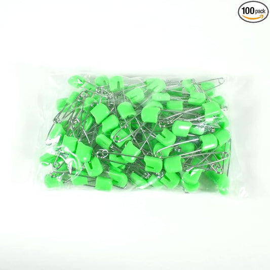 OsoCozy Cloth Diaper Nappy Pins 100 Packs - 100 Stainless Steel Safety Pins with Locking Plastic Heads. Durable, Safe and Cute 2.2 Inches Long (Light Green)