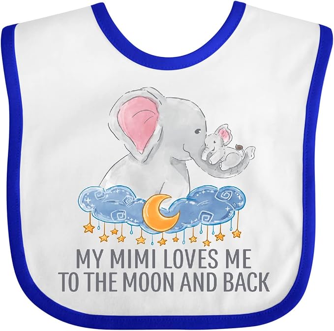 inktastic My Mimi Loves Me To the Moon and Back Elephants in Clouds Baby Bib