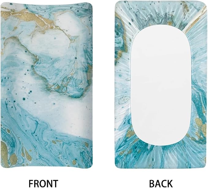 Premium Stretchy Changing Pad Covers Cyan Marbling Comfort Soft All-Season Changing Pad Cover