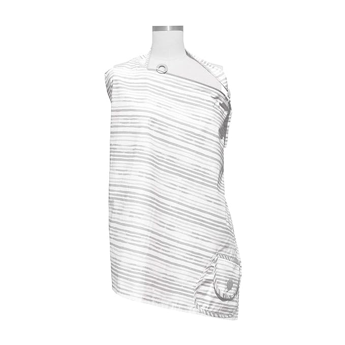 Boppy Nursing Cover for Breastfeeding, Gray Watercolor Stripes, Apron Style with Storage Pocket, Rigid Neckline to See Baby While Feeding, and Breastfeeding or Pumping