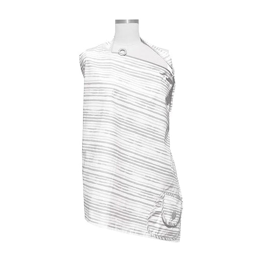 Boppy Nursing Cover for Breastfeeding, Gray Watercolor Stripes, Apron Style with Storage Pocket, Rigid Neckline to See Baby While Feeding, and Breastfeeding or Pumping