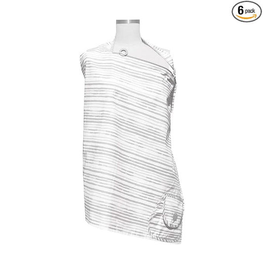 Boppy Nursing Cover for Breastfeeding, Gray Watercolor Stripes, Apron Style with Storage Pocket, Rigid Neckline to See Baby While Feeding, and Breastfeeding or Pumping (Pack of 6)