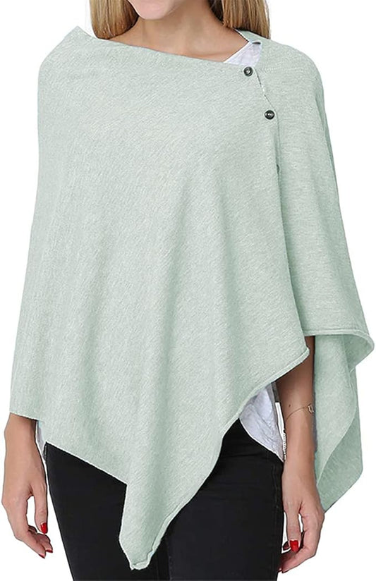 stylesilove Multi-Use Knit Nursing Shawl Poncho Adjustable Buttons for Breastfeeding Protection Nursing Cover Infinity Scarf