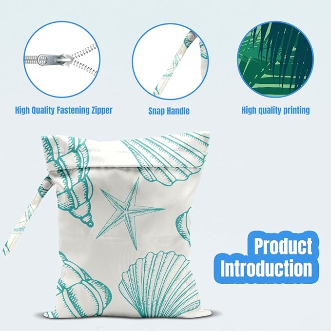 Wet Dry Bag, Wet Bag for Swimsuit, Travel, Beach, Pool, Diapers, Dirty Yoga Gym Clothes, Makeup Bag, Summer Shell Vacation Essentials