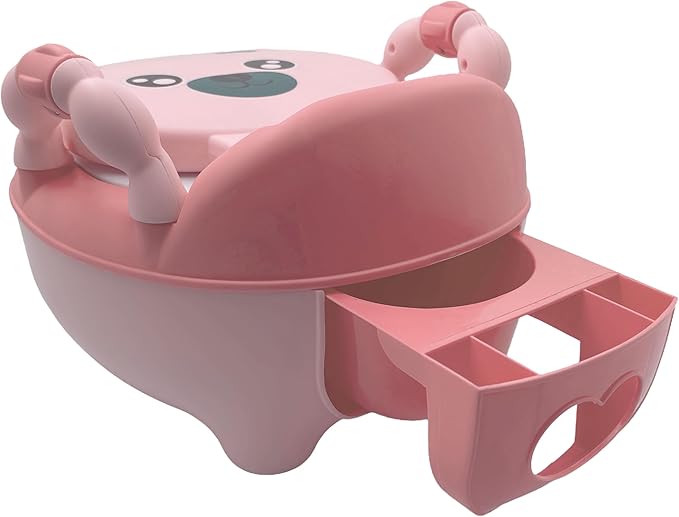 HTTMT- Baby Kids Pink Bear Portable Potty Training Toilet Seat With Pad Toddler Lovely Toilet Comfortable Soft Seat Stool Chair [P/N: ET-BABY003-PINK]
