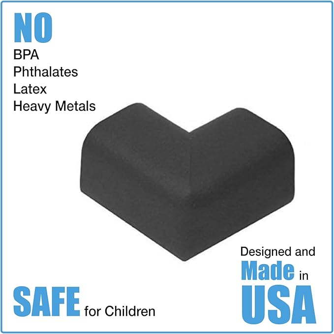 KidKusion Child Safety Corner Cushion | Black | 12 Pack | Made in USA, Child Safety, Child Proofing Corner Guard, Home Furniture Safety Bumper, Baby Proof Table Protector