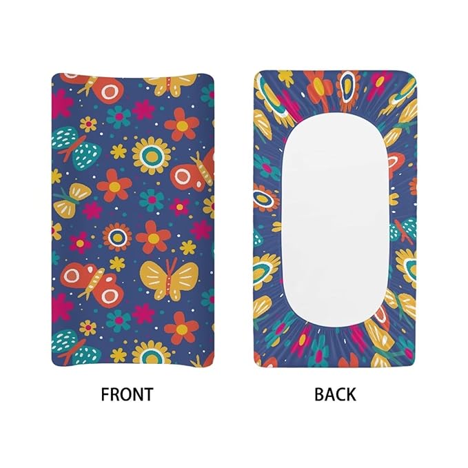Microfiber Diaper Changing Table Sheets for Infants and Toddles Hippie Floral Butterflies Baby Changing Pad Cover Soft Breathable