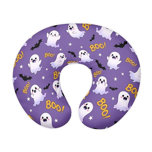 Nursing Pillow Cover for Baby Boys, Halloween Decorations Indoor Breastfeeding Pillow Slipcover, Boo Ghost Bat Pillowcase for Newborn Infant Cover Only