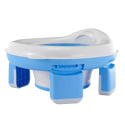 Children's Toilet Collapsible Outdoor Travel Potty Baby's Pee Pail Portable Toilet (Blue)