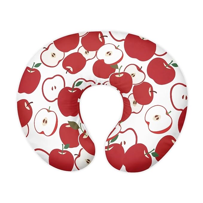 Cartoon Apple Graphic Nursing Pillow Cover, Soft Breathable Apple Hand Drawn Feeding Pillow Slipcover for Baby Boy Girl Nursing Pillow Cover, Machine Washable