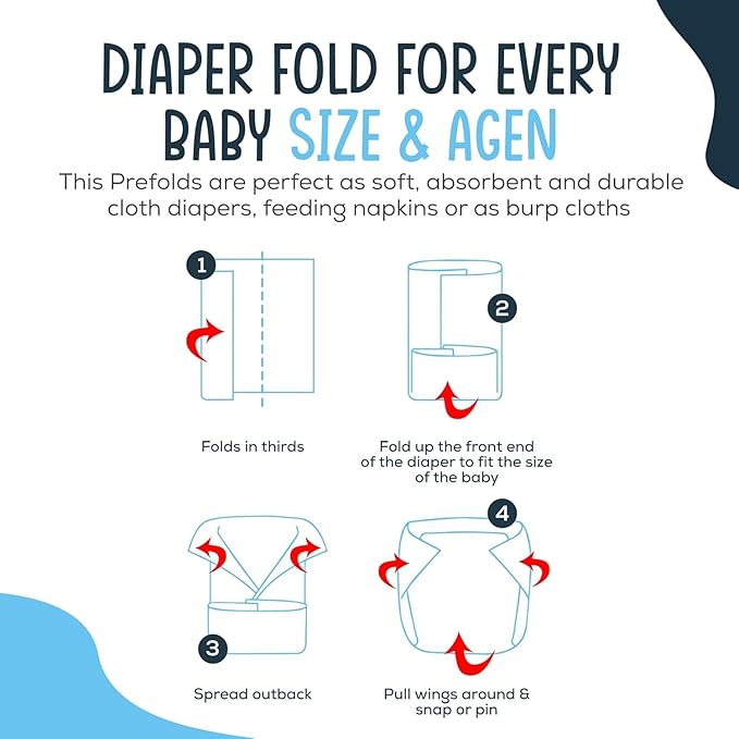 Linteum Textile Supply Birdseye Prefold Cloth Diapers 4-6-4 Ply 12x19 Inches Burp Cloth 100% Cotton Diapers for Babies Unisex No Shrinkage Washable Reusable Diaper (White) 12 Pack