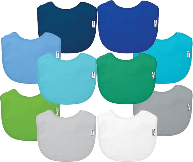 green sprouts Stay-dry Baby Bibs (10 pack) Waterproof protection, Adjustable hook-&-loop closure, Machine washable