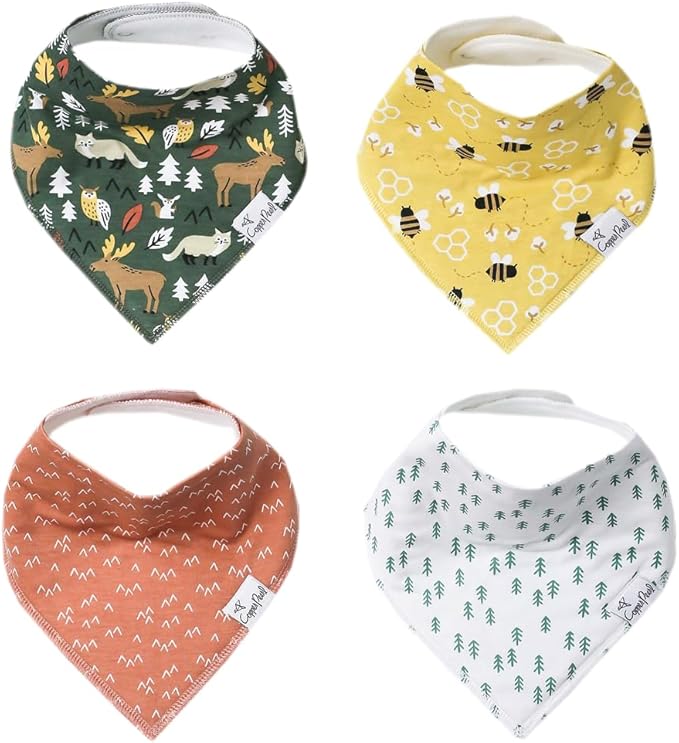 Copper Pearl Baby Bandana Bibs, 4 Pack