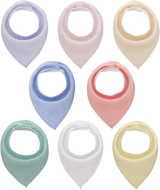 Maiwa Cotton Bandana Drool Bibs for Baby Girl Boys for Drooling and Teething for 8 Pack