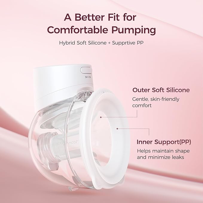 Momcozy Breast Pump S12 Pro Quick, Hands-Free Wearable & Wireless Pump, with DoubleFit Hybrid Flange, 3 Modes & 9 Levels Electric Pump Portable, Smart Display, 24mm Flange, 2 Count, Cozy White