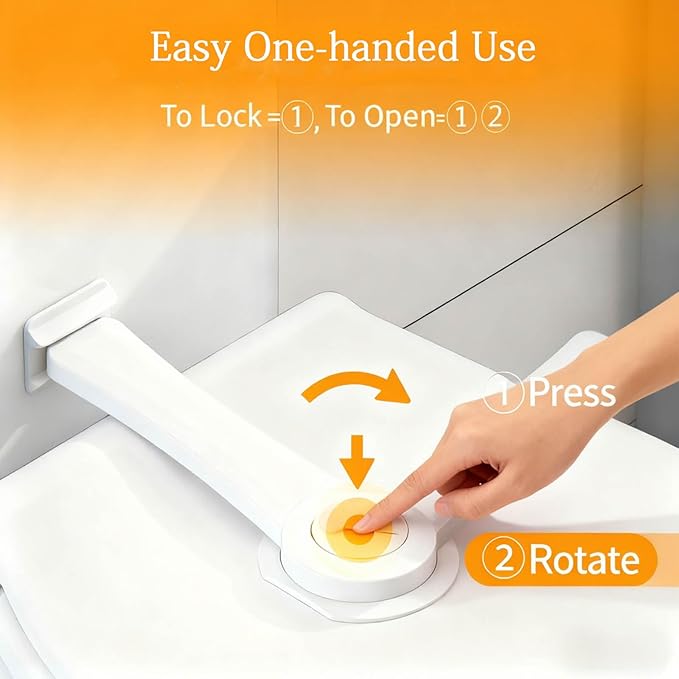 Toilet Locks Baby Proof 2 Pack - Child Safety Toilet Seat Lock for Toddlers, 3M Adhesive No Drilling, Easy Adult Use, Universal Fit